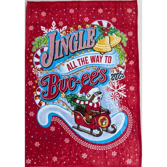 Buc-Ees 2025 Holiday Blanket 50" X 70" Soft & Comfy Fleece - Picture 2 of 4